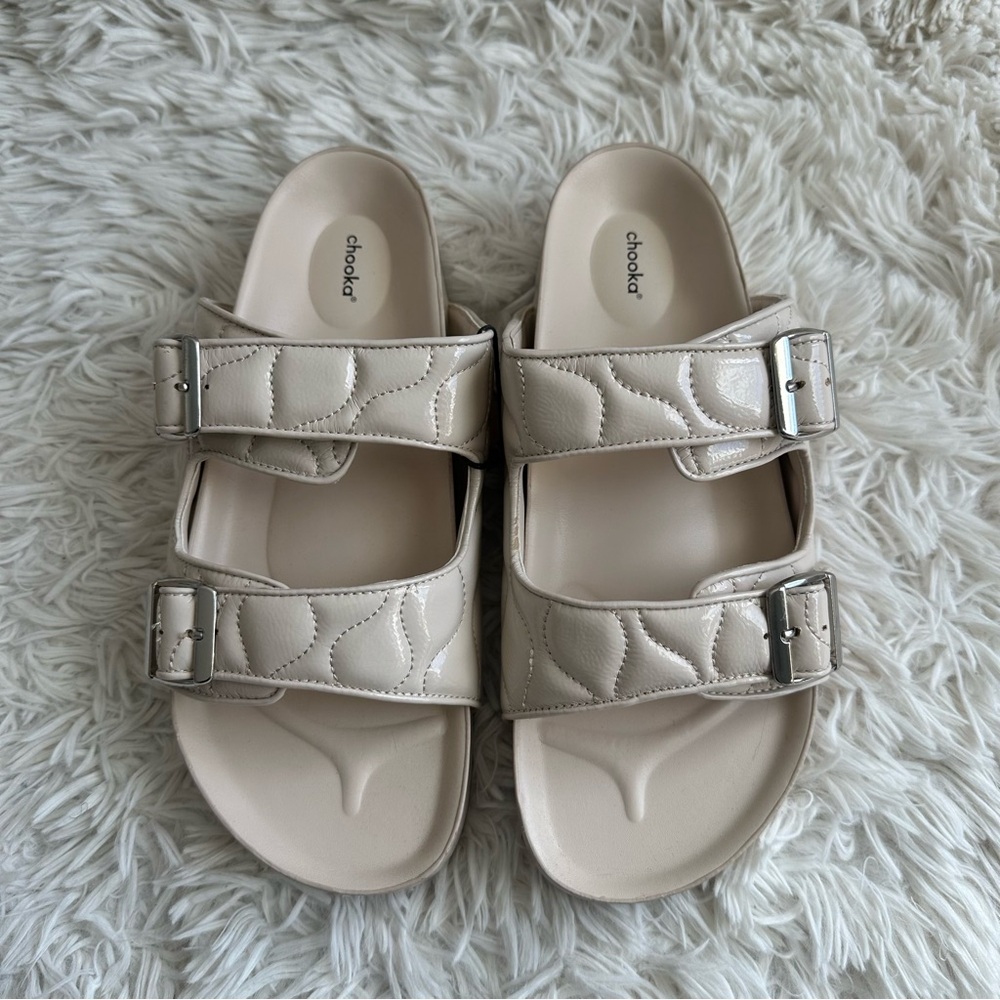 Chooka Ava Double Buckle Sandal Cream New In Box Size 11